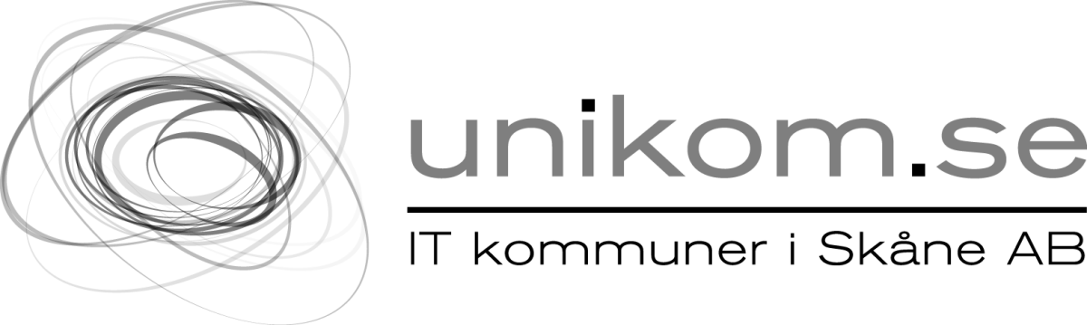 Unikom logotyp original svartgrå